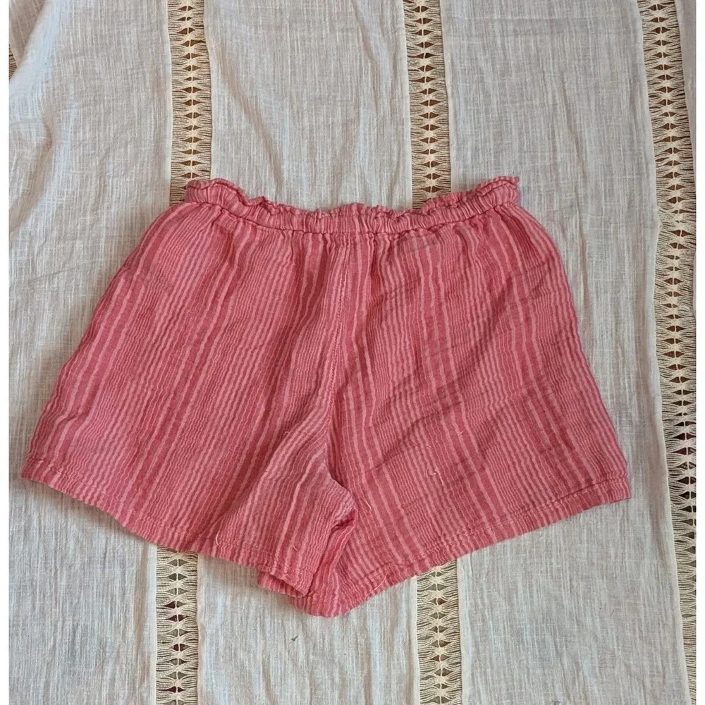 Y2K Coastal Cottagecore Pink Gauze Stripe Shorts Tassel Boho GAP Kids XL 12